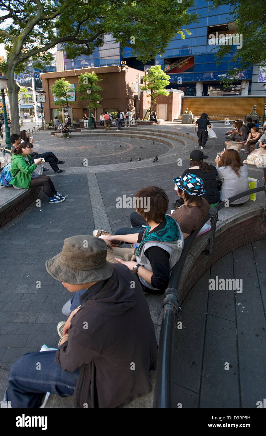 Popular Hangout Mitsu Koen Or Sankaku Koen Triangle Park In Amerika Mura American Village In Shinsaibashi Namba Osaka Stock Photo Alamy