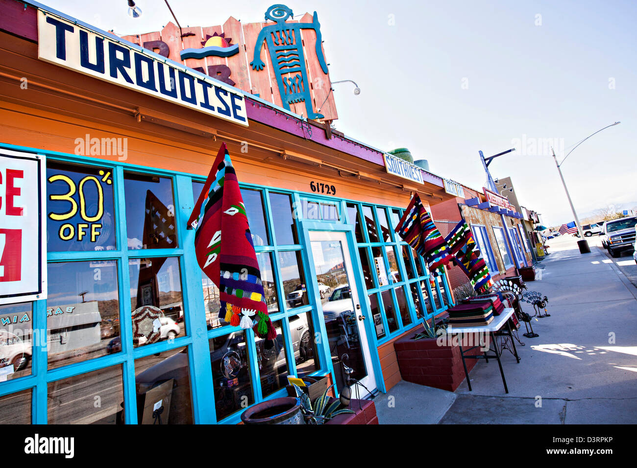 Shops in the Mojave desert town of Joshua Tree, California. Stock Photo