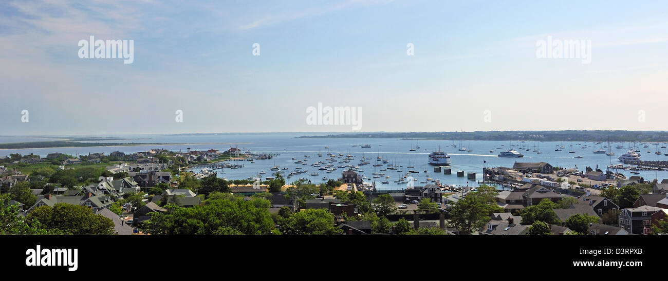 Aerial view of Nantucket Harbor, Nantucket Island, MA Stock Photo