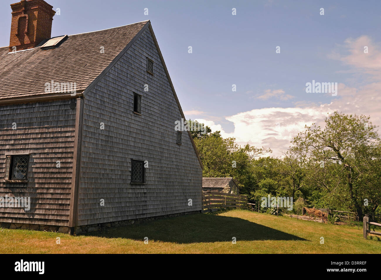 Built in 1686 for Jethro Coffin and wife, Coffin House, oldest residence on Nantucket Island, MA Stock Photo
