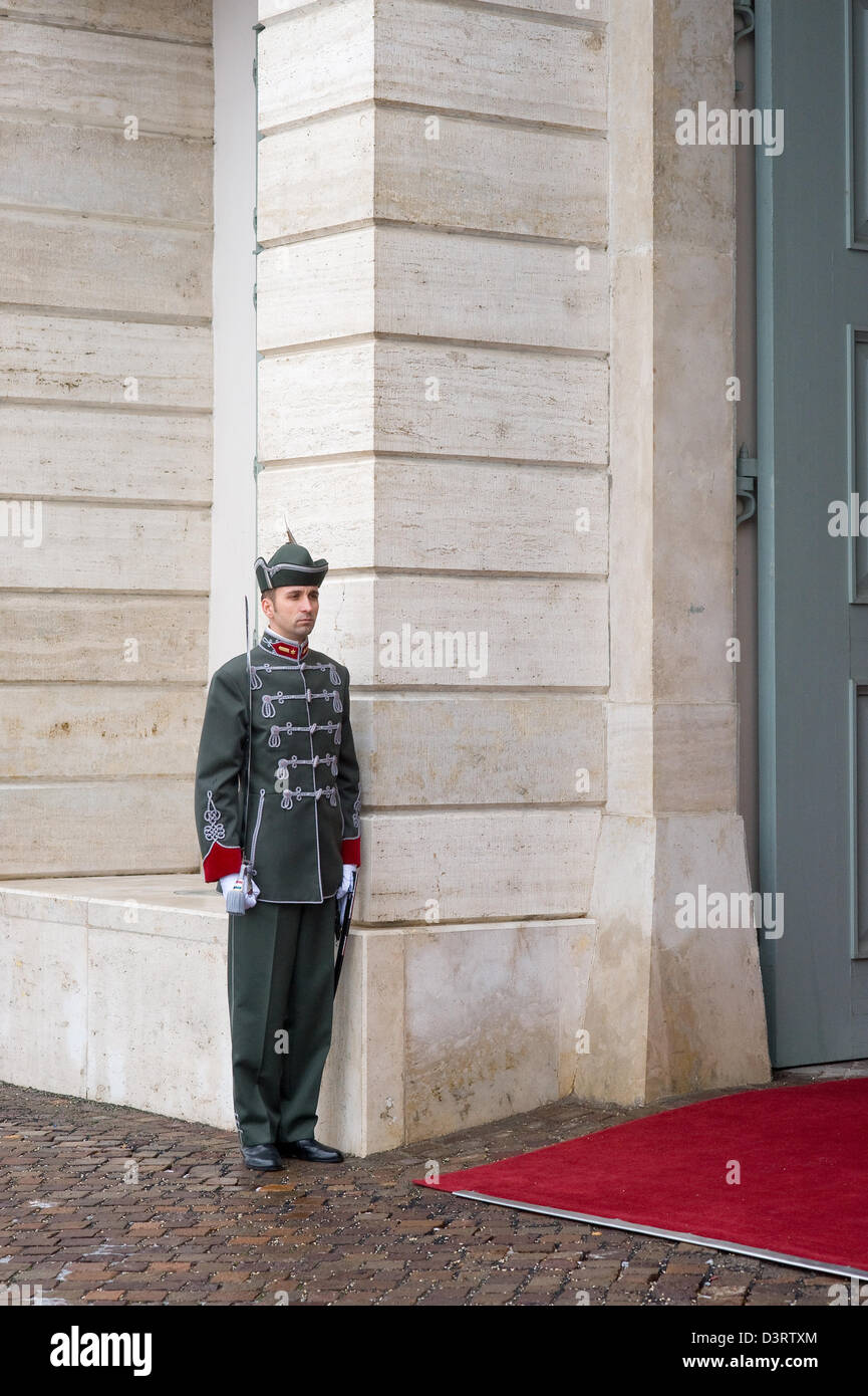 Budapest, Hungary, sentry in front of the Office of the Hungarian President Stock Photo