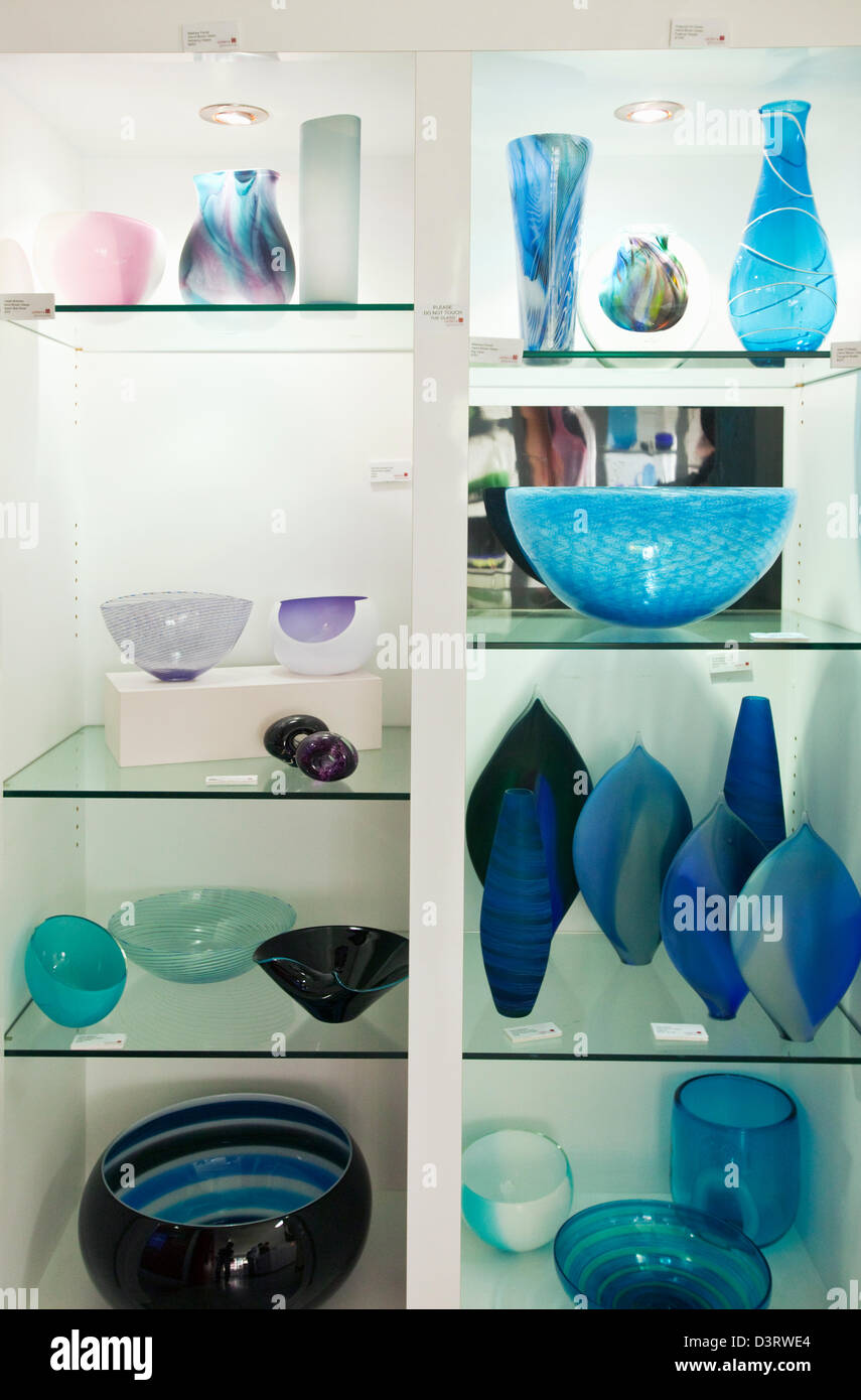 Contemporary glassware on display at the Canberra Glassworks. Canberra, Australian Capital Territory (ACT), Australia Stock Photo