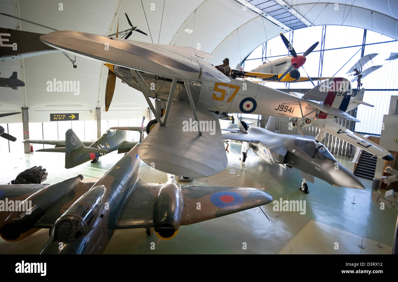 Aircrafts on display at the Royal Air Force (RAF) Museum, London ...