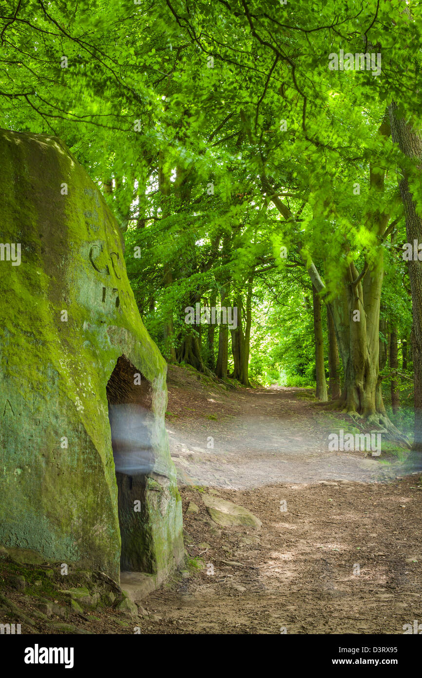 The Hermitage Cave on the footpath between Littlebeck and Falling Foss, North Yorkshire. Stock Photo