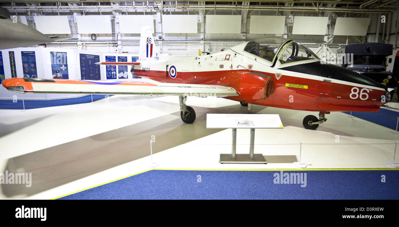 The BAC Jet Provost, British jet-powered trainer aircraft, on display at the Royal Air Force (RAF) Museum, London, England, UK Stock Photo