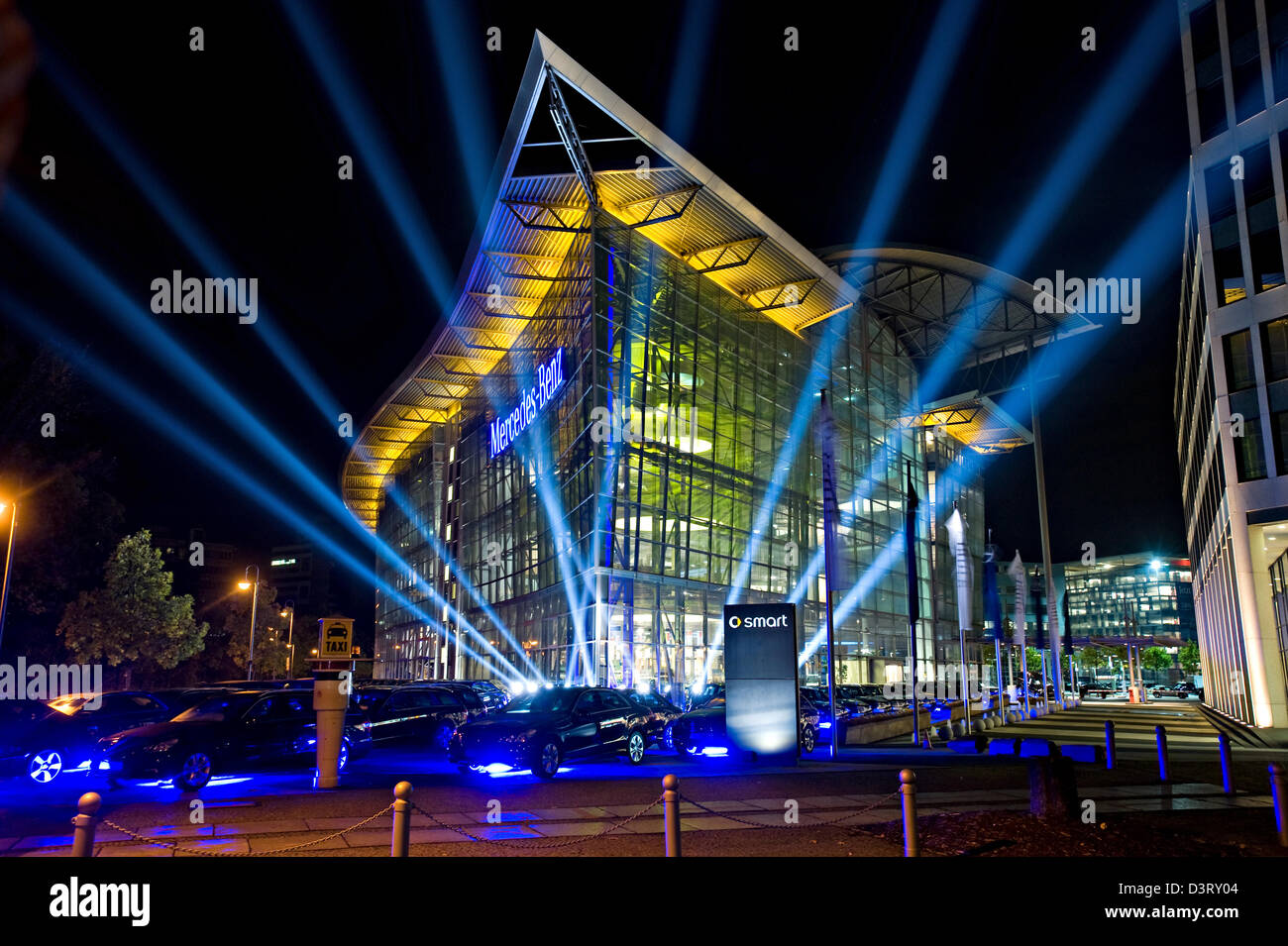 Berlin, Germany, illuminated Mercedes World at Salzufer during the Festival of Lights 2010 Stock Photo