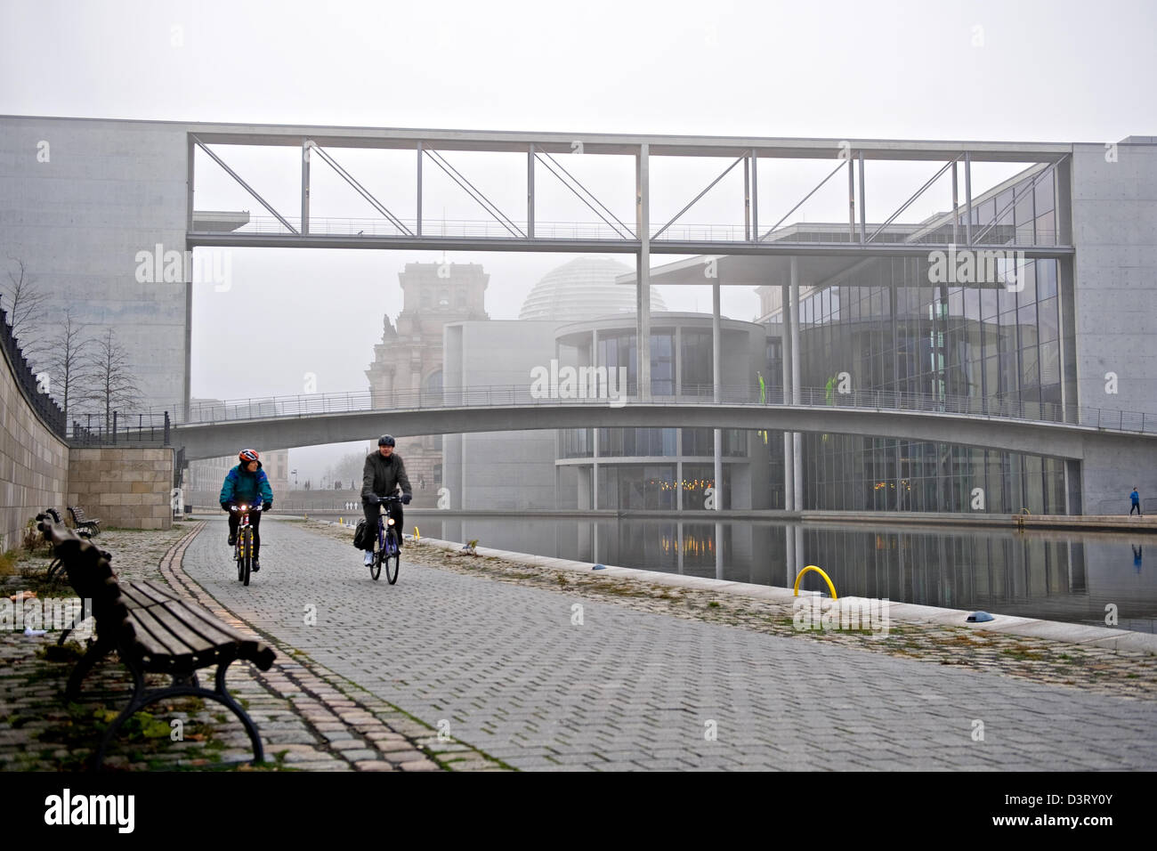 Berlin, Germany, cyclists on the Spree in the government district Stock Photo