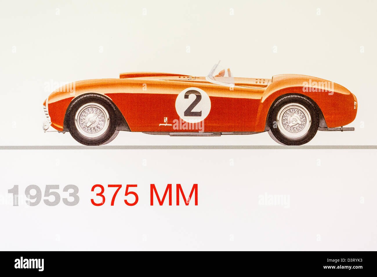 Graphic representation of a 1953 Ferrari 375 MM; Ferrari Museum, Maranello, Italy Stock Photo