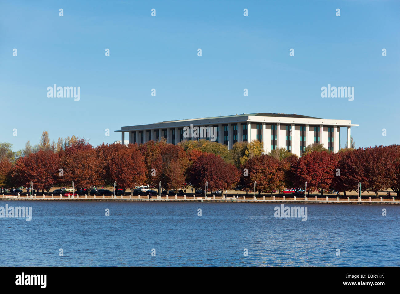 View across Lake Burley Griffin to the National Library of Australia ...
