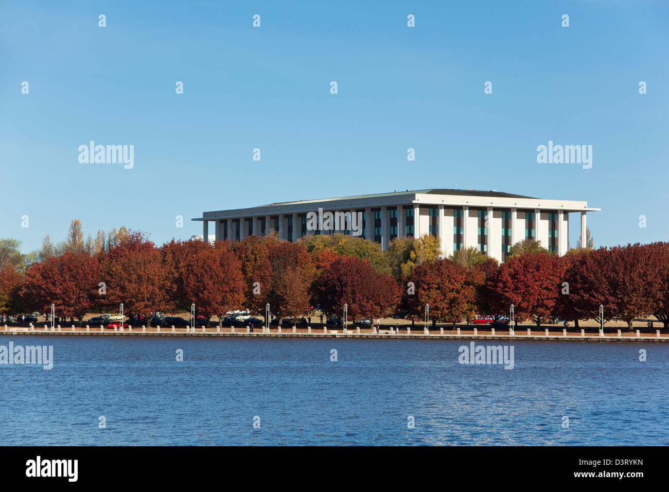 View across Lake Burley Griffin to the National Library of Australia. Canberra, Australian Capital Territory (ACT), Australia Stock Photo