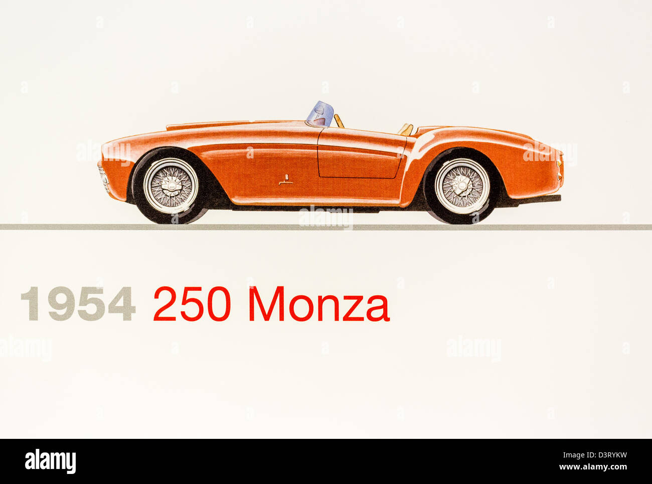 Graphic representation of a 1954 Ferrari 250 Monza, Ferrari Museum, Maranello, Italy Stock Photo