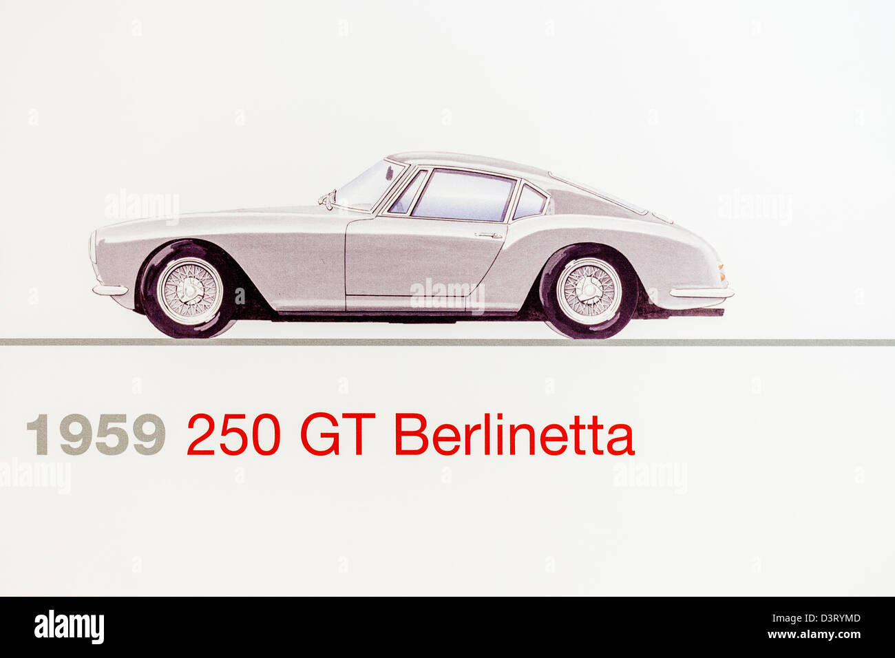Graphic representation of a 1959 Ferrari 250 GT Berlinetta, Ferrari Museum, Maranello, Italy Stock Photo