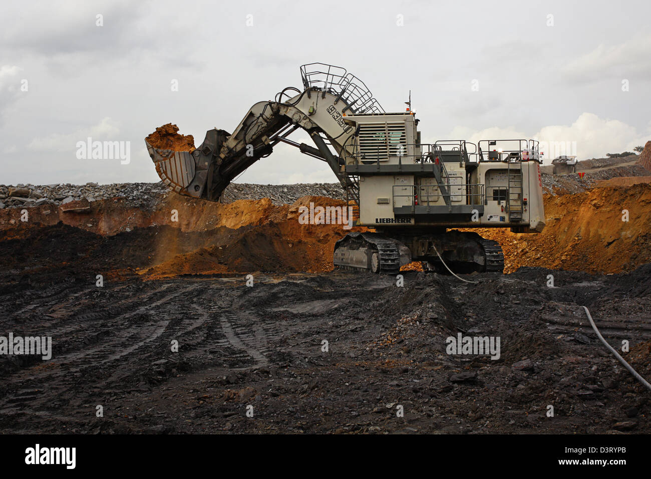 FQM mining excavator and large haul truck, Zambia Stock Photo