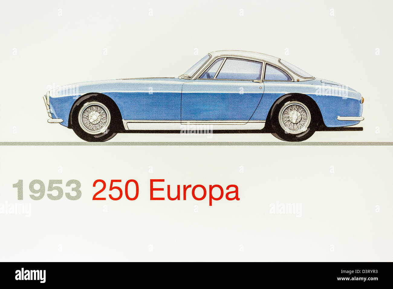 Graphic representation of a 1953 Ferrari 250 Europa, Ferrari Museum, Maranello, Italy Stock Photo