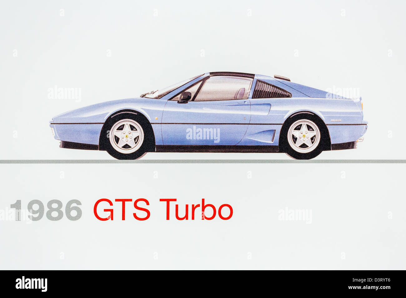 Graphic representation of a 1986 Ferrari GTS Turbo, Ferrari Museum, Maranello, Italy Stock Photo