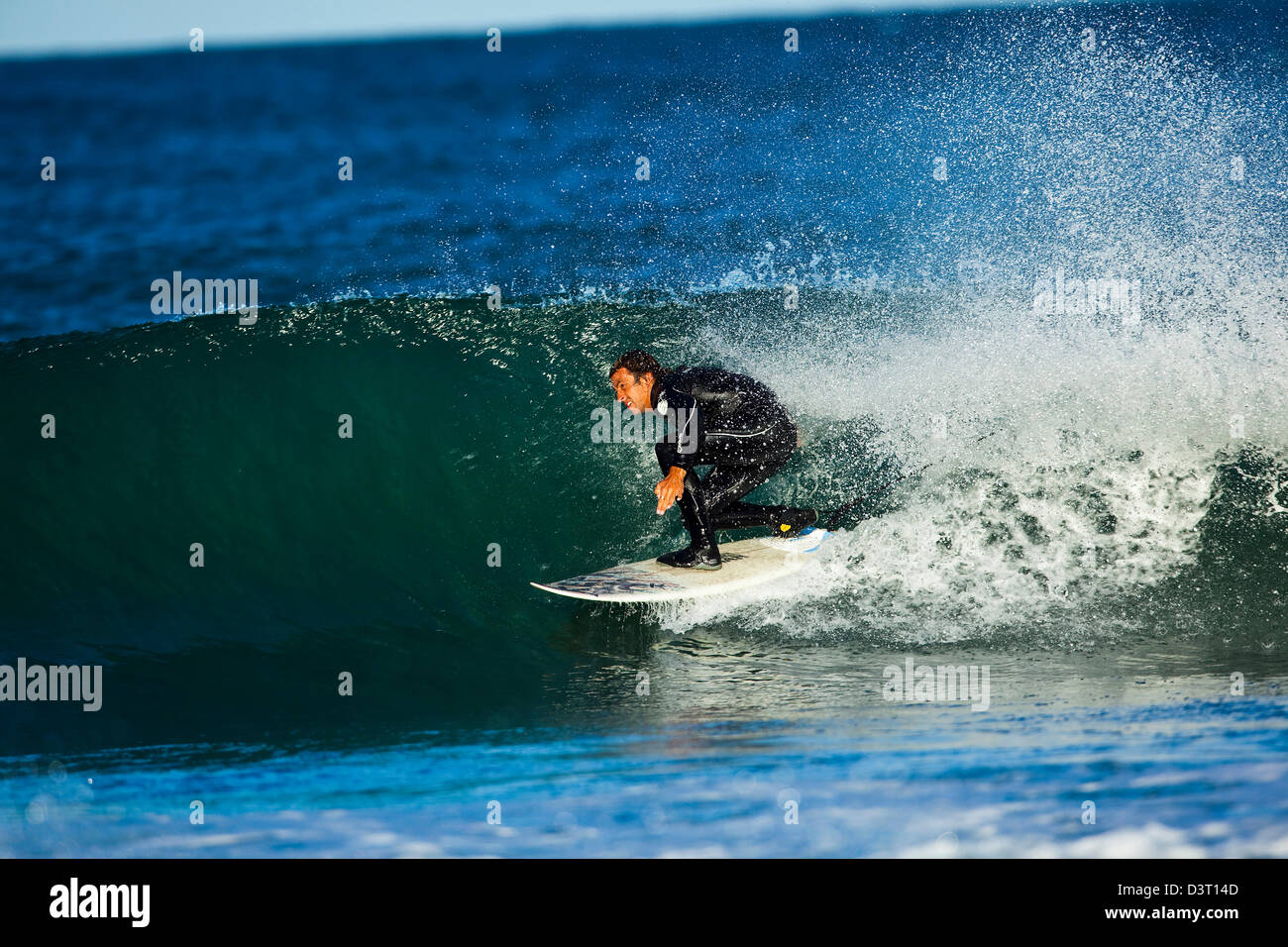 Surfing action, man on wave, Jeffreys Bay, South Africa Stock Photo