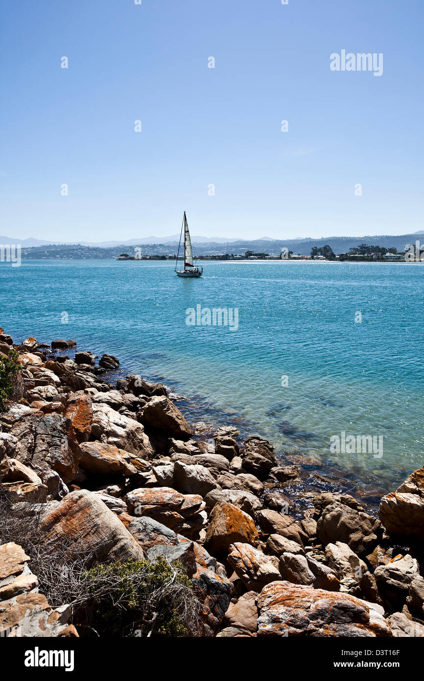 Sailing boat in Featherbed Nature Reserve, Knysna, Natural Heritage Site, South Africa Stock Photo