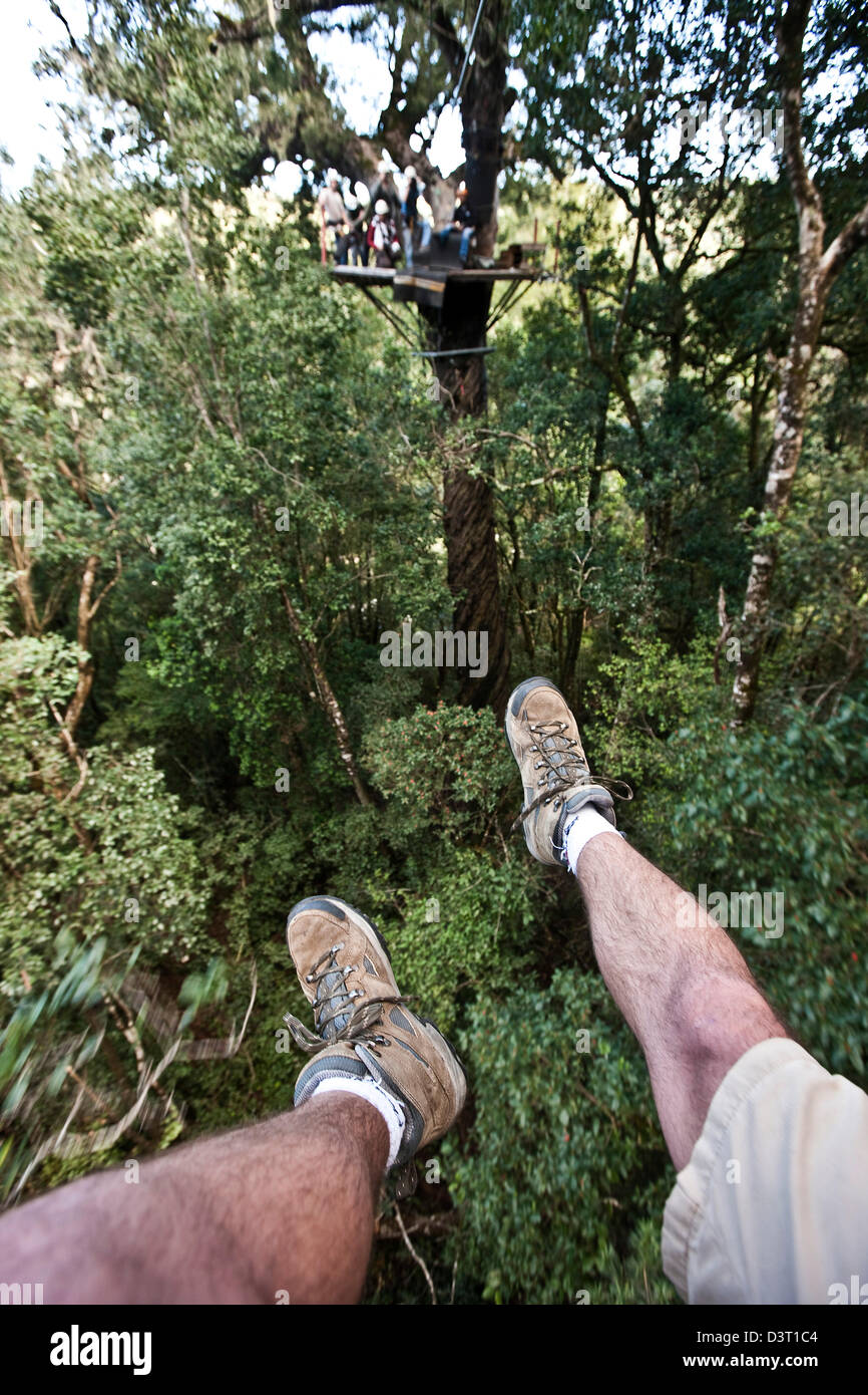 Ziplining action in Tsitsikamma, South Africa, Low section Stock Photo