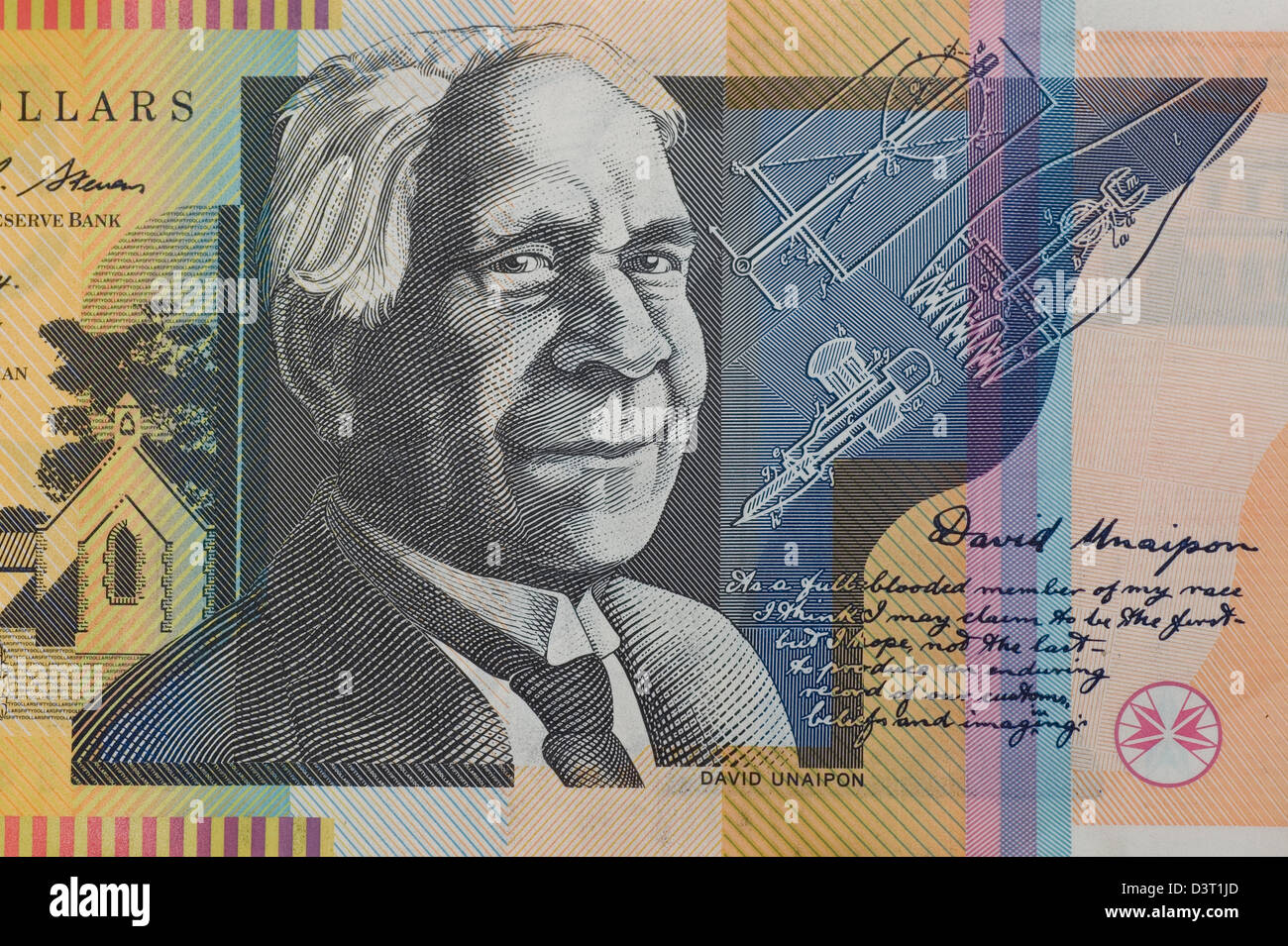 Australian Aborigine, David Unaipon, featured on the Australian $50 banknote Stock Photo