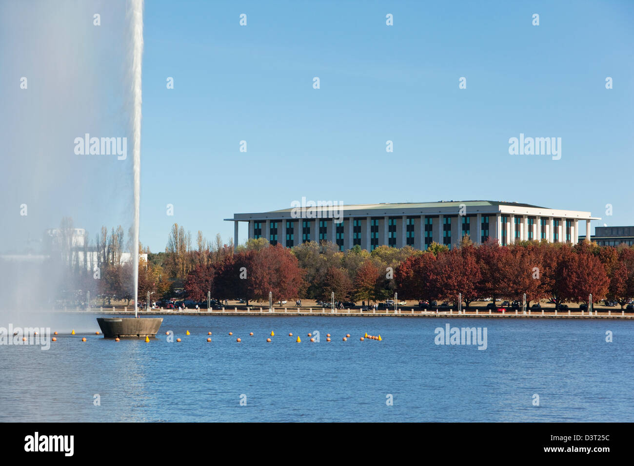 View across Lake Burley Griffin to the National Library of Australia. Canberra, Australian Capital Territory (ACT), Australia Stock Photo