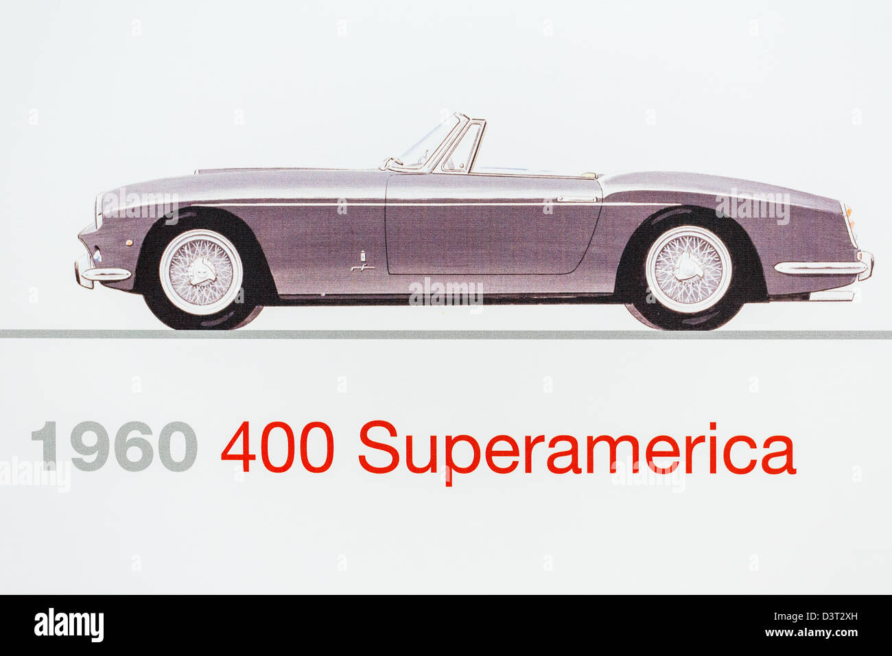 Graphic representation of a 1960 Ferrari 400 Superamerica, Ferrari Museum, Maranello, Italy Stock Photo