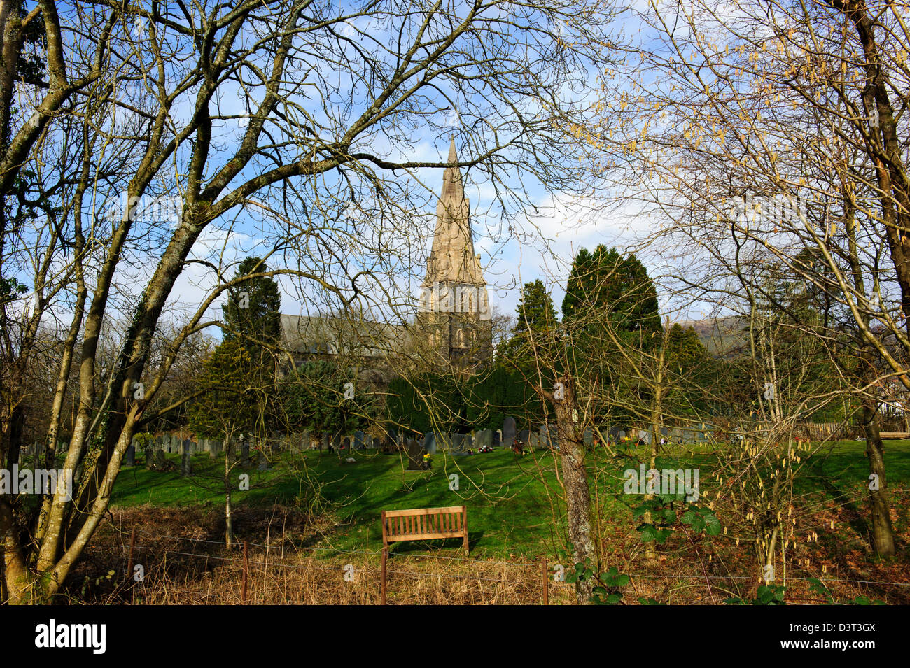White Platts Park and St. Mary's Church, Ambleside Stock Photo