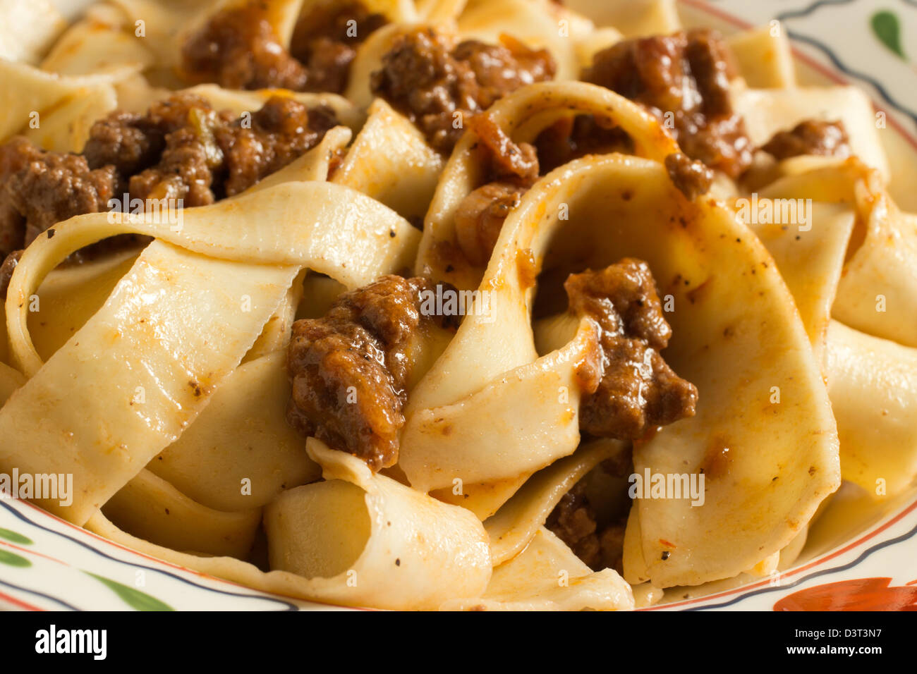 Homemade pappardelle noodles with bolognese sauce Stock Photo Alamy