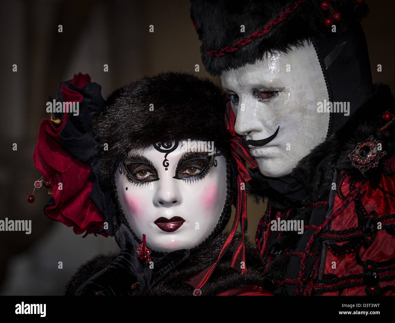Two persons dressed up for the Carnival in Venice, Veneto, Italy Stock Photo