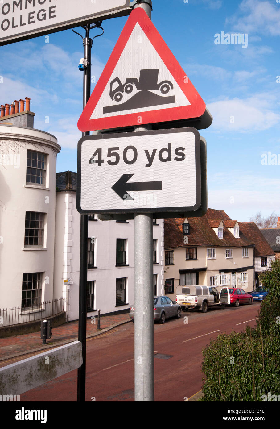 Danger Of Grounding For Long vehicles Road Traffic Sign UK Signs Stock Photo