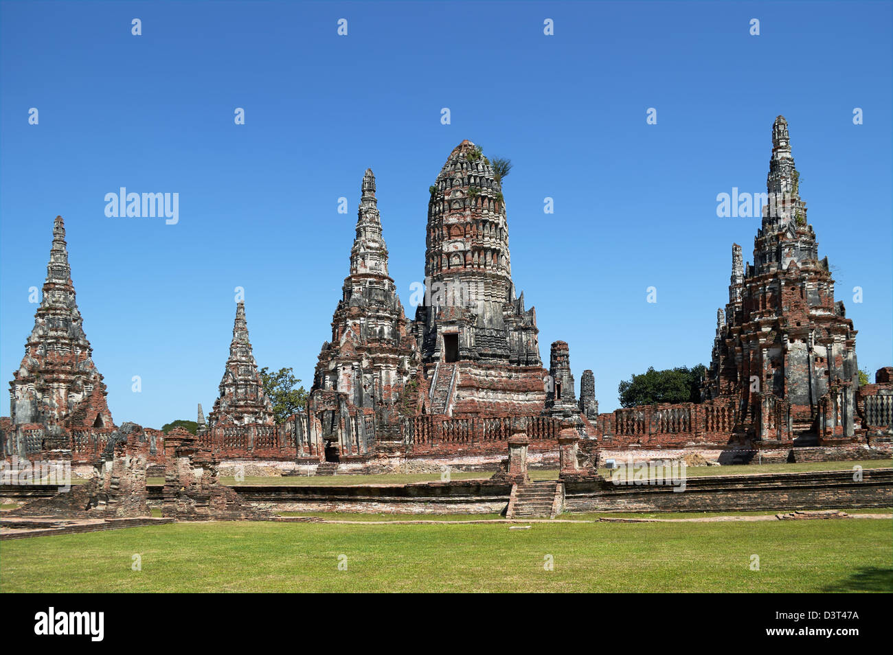 Fragments of architectural objects Wat Chaiwatthanaram Stock Photo