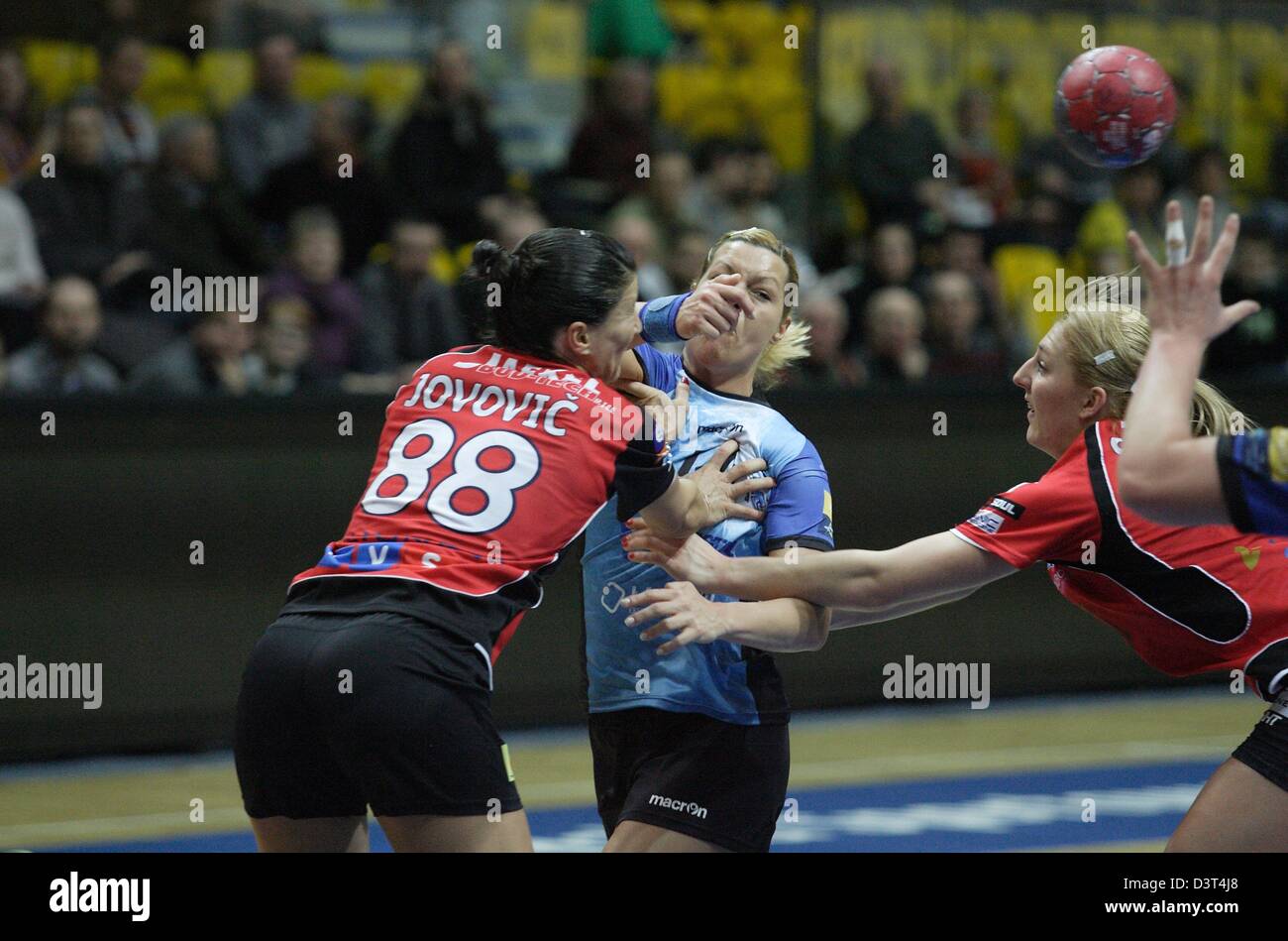 Poland 24th, February 2013 Handball: Final Four of the PGNiG Polish Cup. Vistal Laczpol Gdynia v KPR Ruch Chorzow game for 3th place in the Cup at HSW sports hall in Gdynia. Petrinja Ana (44)  in action during the game Stock Photo