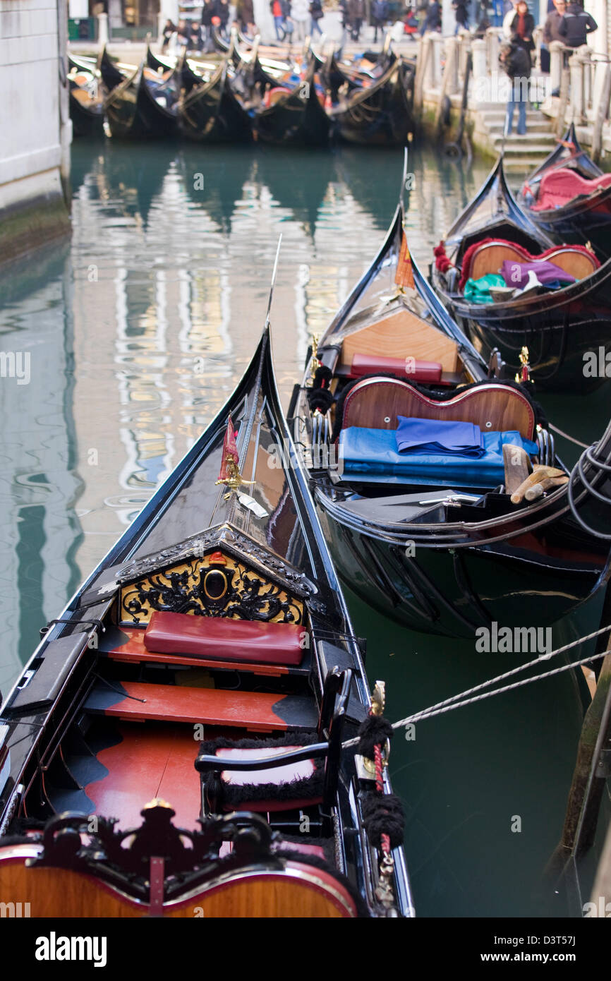Gondolas sitting empty along the Grand Canal Venice Italy Stock Photo ...