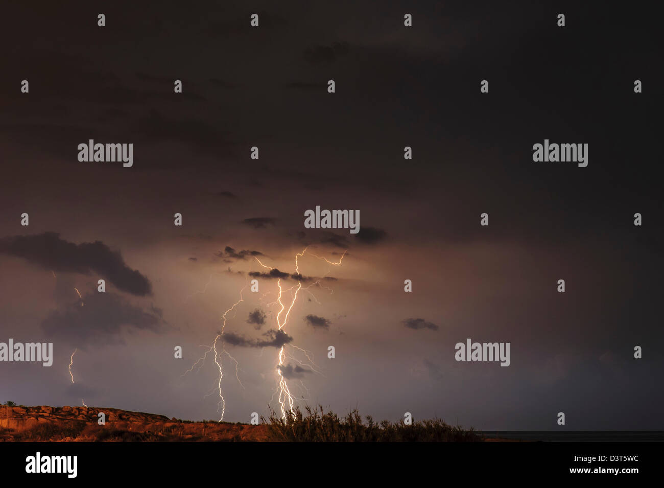 Lightning in the night sky Stock Photo - Alamy