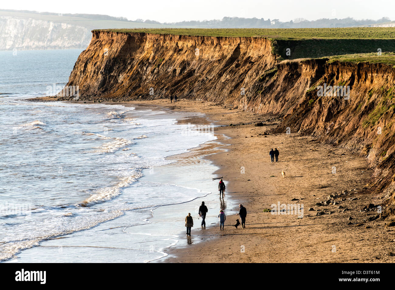 People on the beach Isle of White coastline beaches England Great Britain UK Stock Photo
