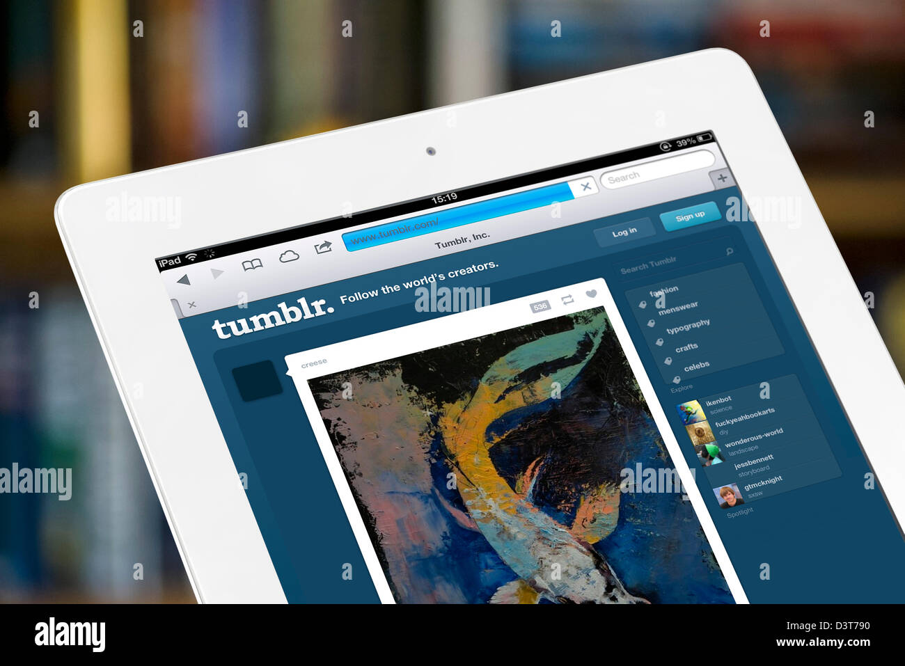 Tumblr, the social networking and microblogging site, viewed on a 4th generation Apple iPad Stock Photo