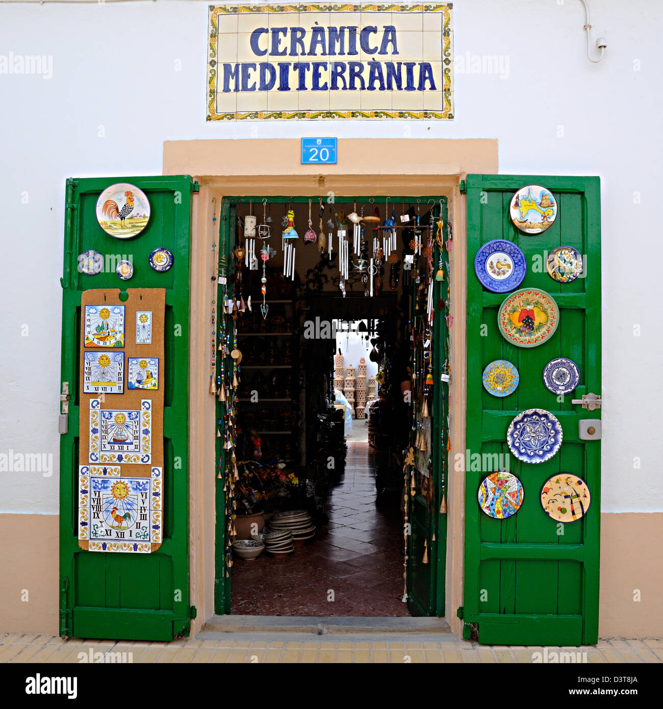 Mediterranian pottery shop. Formentera, Balearic Islands, Spain Stock Photo