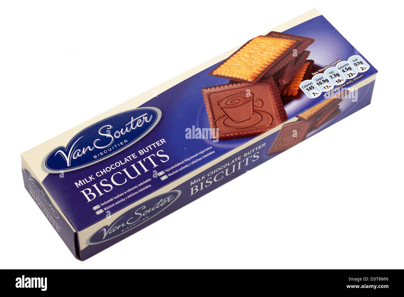 Box of Van Souter milk chocolate butter biscuits biscuitier Stock Photo