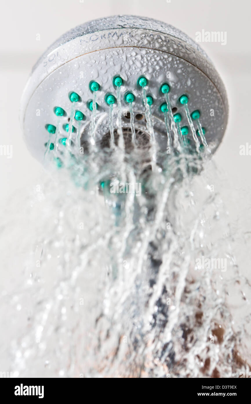 Water splashing out of a shower head Stock Photo Alamy