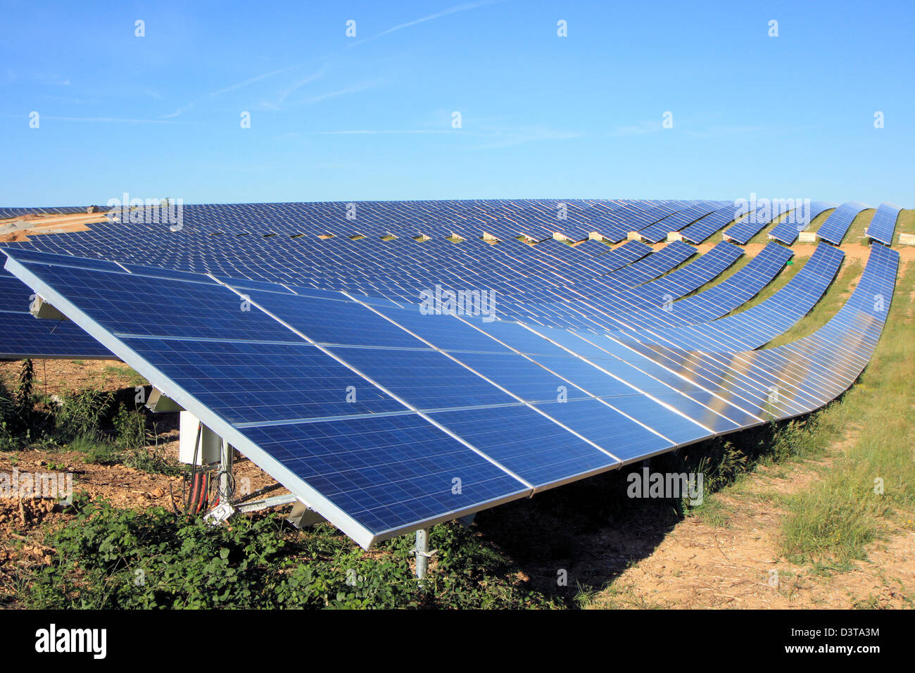 Gigantic solar farm in Provence , Les Mées , France Stock Photo