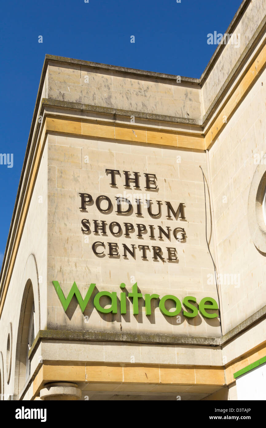 Sign on exterior wall of he Podium Shopping Centre on Northgate Street ...