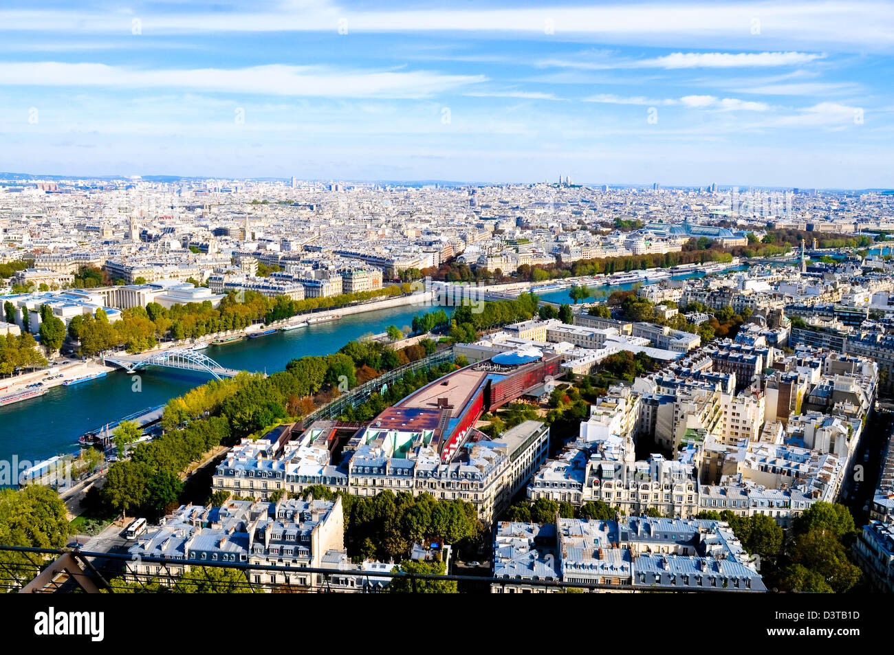 Aerial view of Paris architecture from the Eiffel tower. Stock Photo