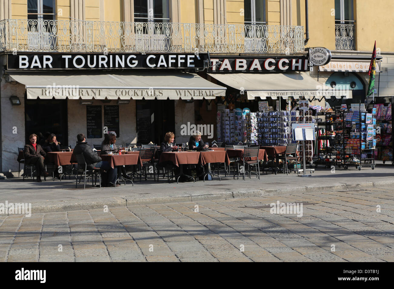 Outdoor tables at cafe in Como, Lombardy, Italy Stock Photo
