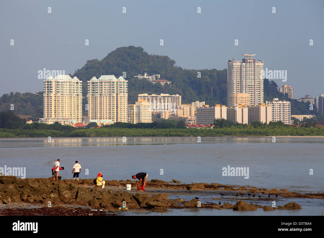 Malaysia, Penang, Gurney Drive, people, apartment buildings