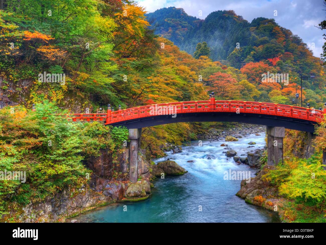 Shinkyo Bridge in Nikko, Japan. Stock Photo