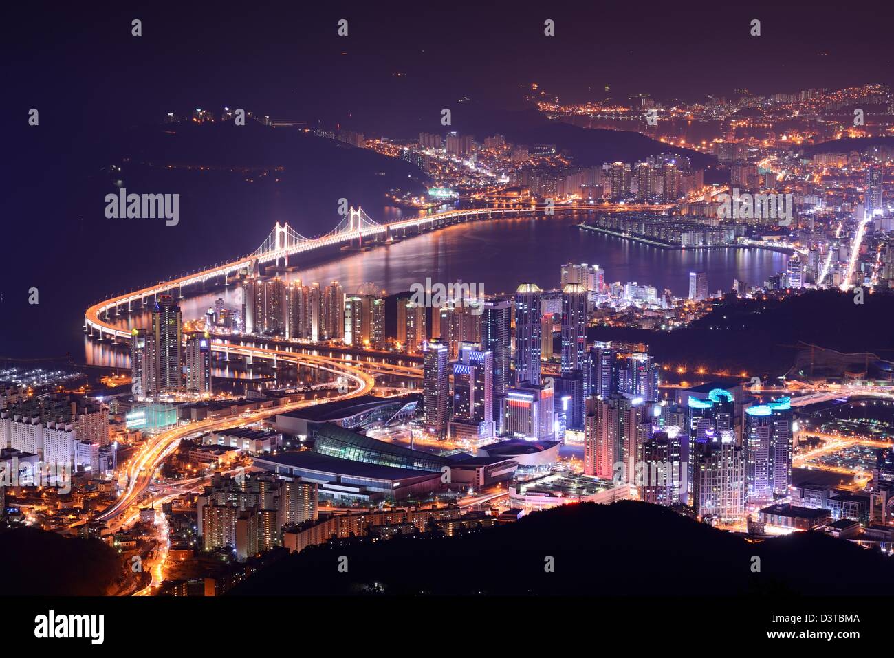 Skyline of Busan, South Korea at night Stock Photo - Alamy