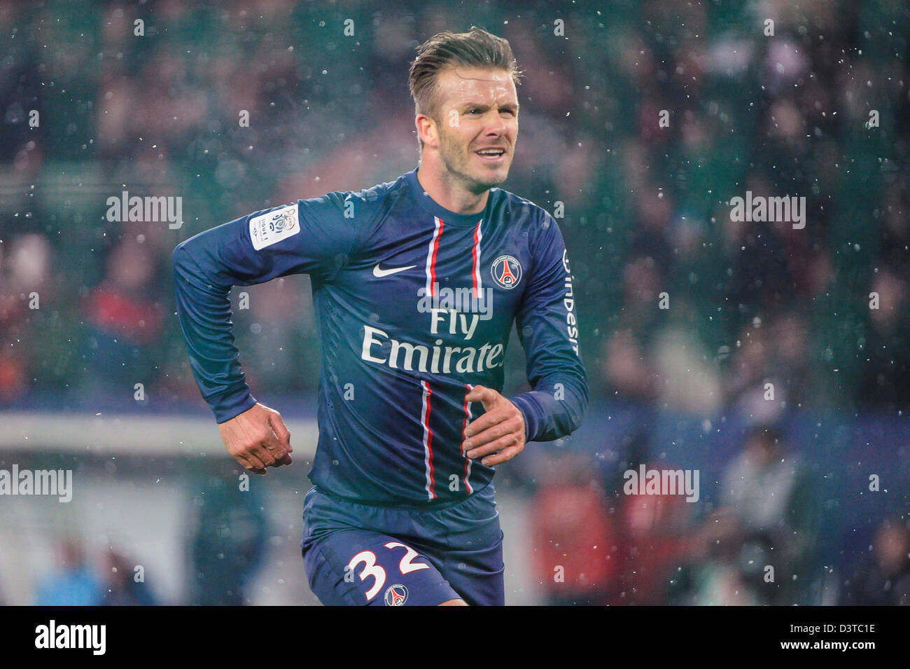Paris, France. 24th Feb, 2013. . Football (Ligue 1), 26th round, PSG vs OM 2-0.David Beckham played his first match with his new club, Paris Saint Germain. Photo Frédéric Augendre Stock Photo