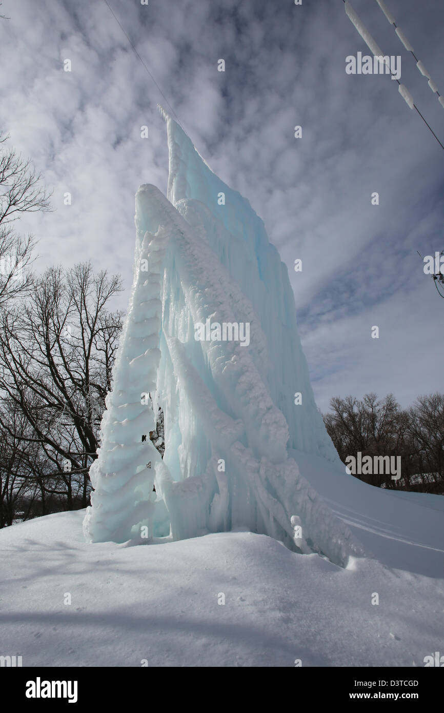 A man made wall of ice that holds the world's record for tallest ice