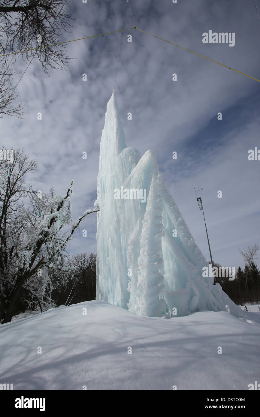 A man made wall of ice that holds the world's record for tallest ice