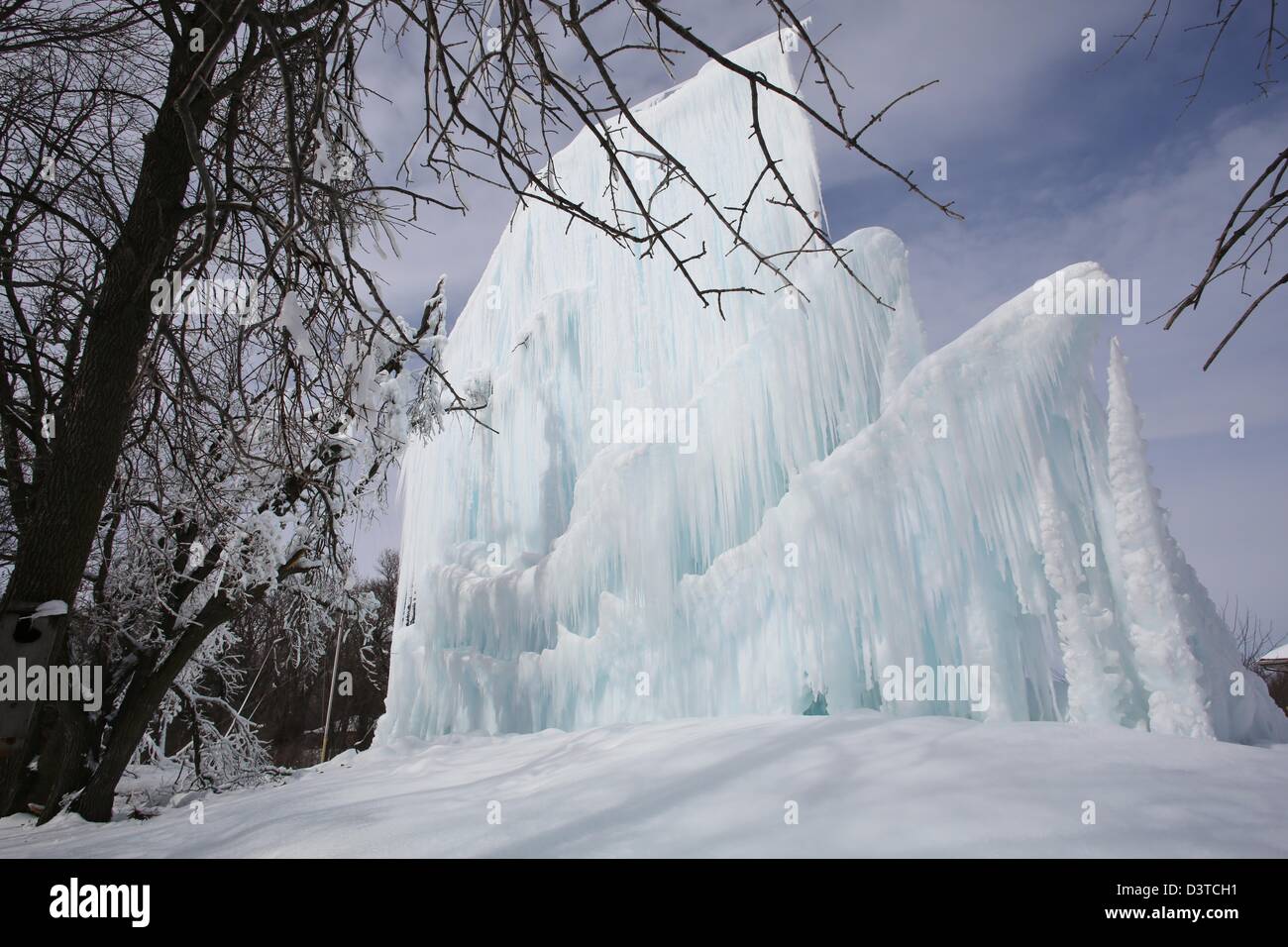 A man made wall of ice that holds the world's record for tallest ice