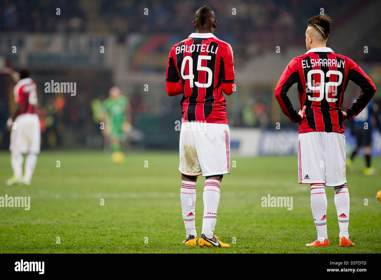 L-R) Mario Balotelli, Stephan El Shaarawy (Milan), FEBRUARY 24, 2013 -  Football / Soccer : Italian \, image size:1300x955